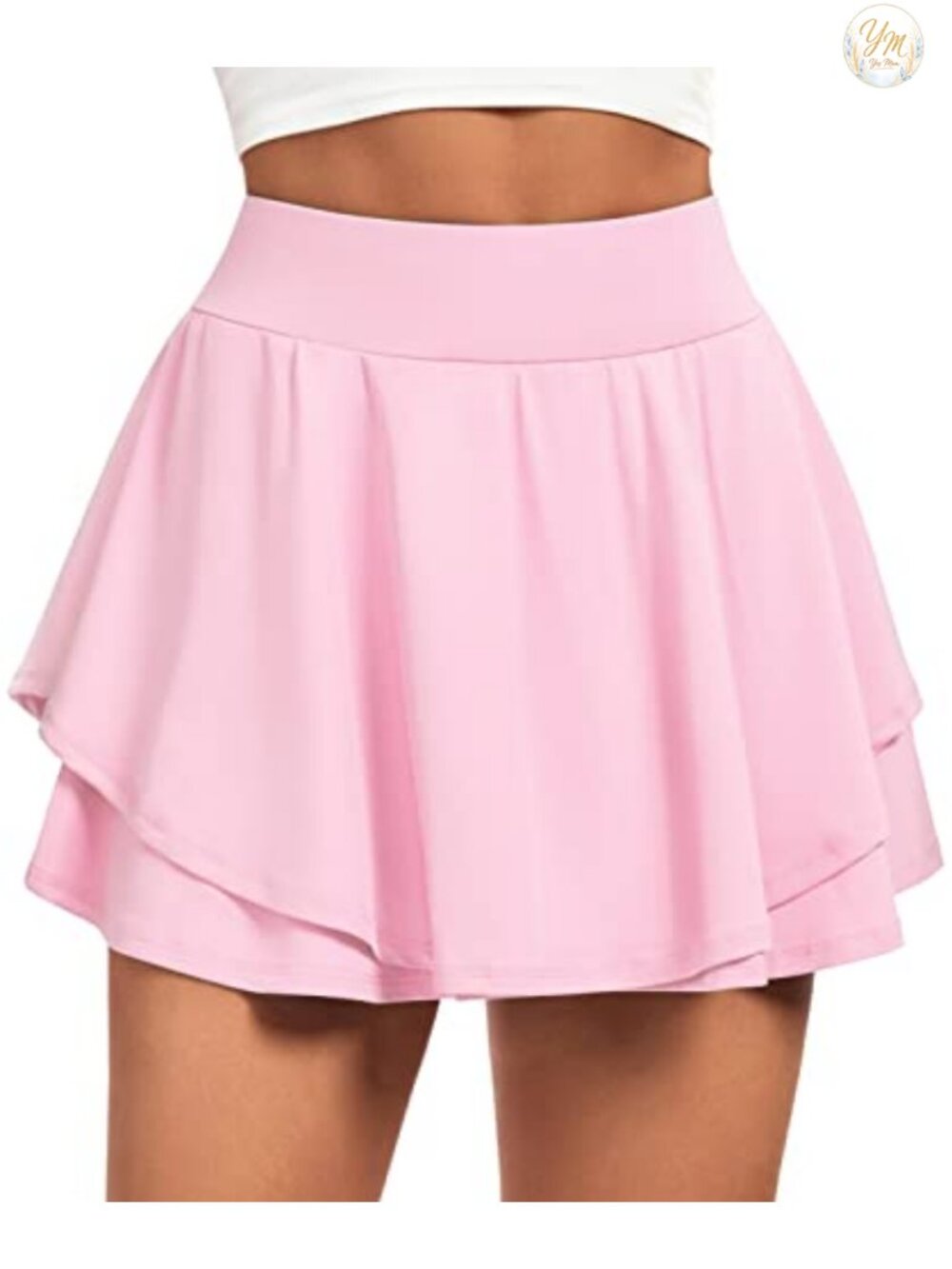 Pleated Tennis Skort with Pockets High Waist Ruffle Active Skirt